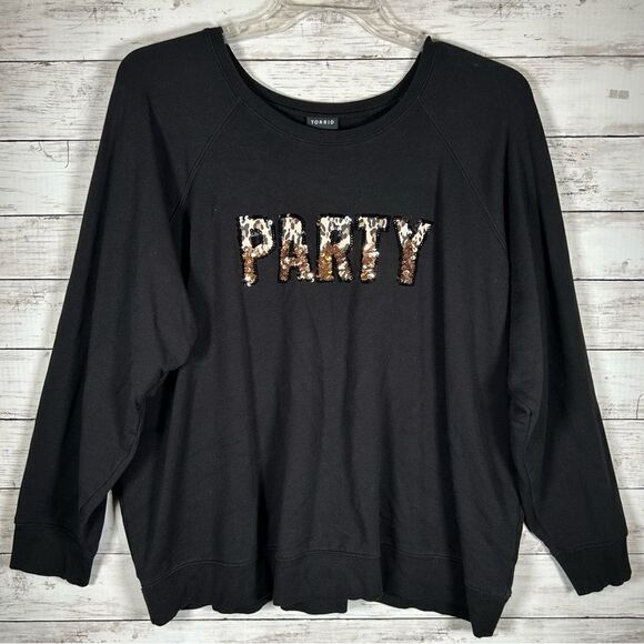 Torrid Party Gold Sequin Leopard Black Pullover Cotton Spandex Sweatshirt 3X - Picture 2 of 8